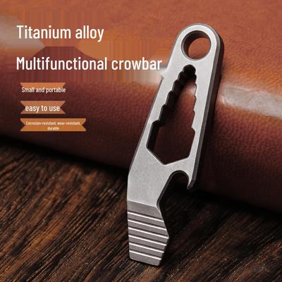 Titanium Alloy EDC Pry Bar & Bottle Opener Keychain Pendant