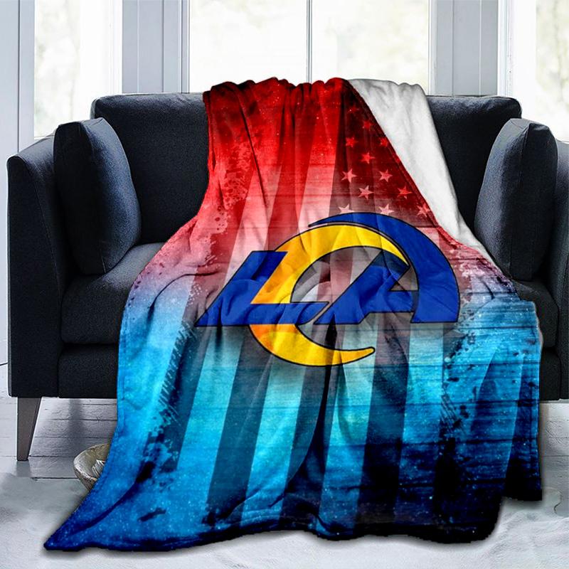 Rams Team Spirit Printed Throws Blanket Soft Flannel Blankets for Couch Bed Gifts for Men Women Picnic Blanket Christmas Gifts
