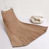 Elastic Waist Black Striped Knitting Maxi Skirts For Woman Elegant Fashion Warm Sweater Saias Longas