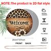 2D Flat Aluminum 7.87 Inch X 7.87 Inch Leopard Print and Floral Pattern Welcome Sign Wall Decoration, Vintage Style. Suitable for Cafes, Living
