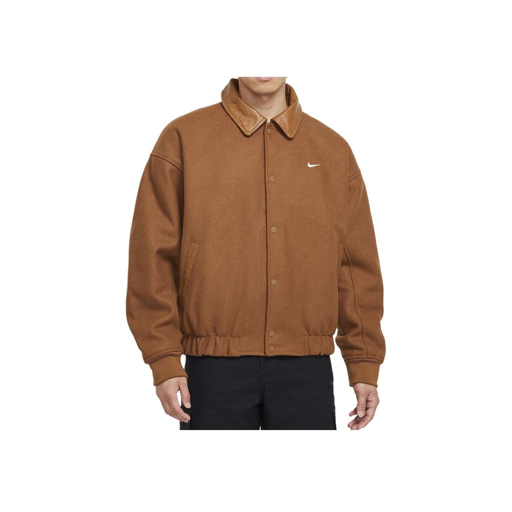 Nike Logo Single-Breasted Polo Wool Jacket Men Jackets Brown FZ1169-281