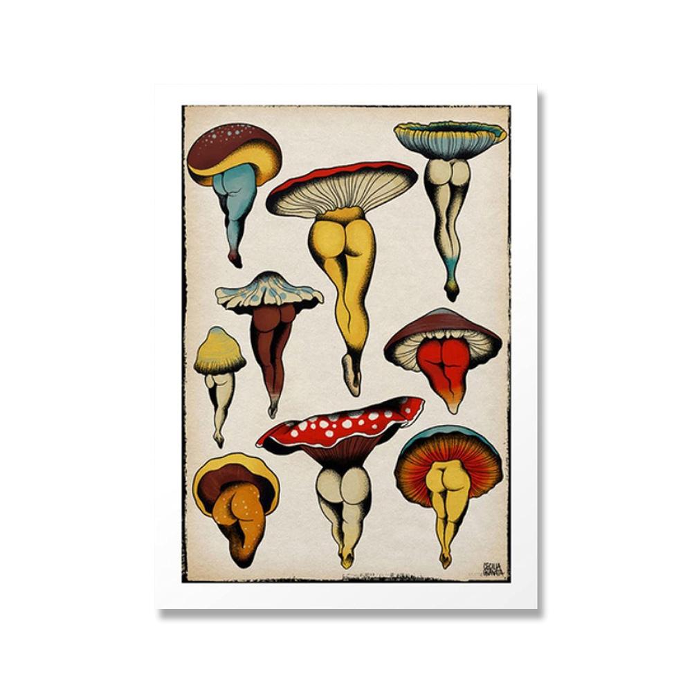 

Гриб Эстетический Декор Комнаты Плакат Искусство Винтаж Абстрактная Холст Ретро Картина для Спальни Безрамный Домашний Декор 21x30cm No Framed