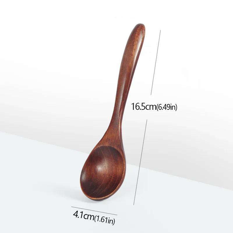 Ahşap Çorba Kaşığı Mutfak Bar Malzemeleri Ahşap Bal İçmek İçin Kahve Yeniden Kullanılabilir Kahverengi Saplı Yemek Karıştırma Karıştırma Pişirme