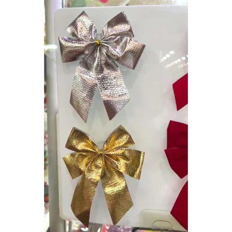 Sturdy Cloth Holiday Bowknot Decoration Classical Red Christmas Tree Accessory Fade Resistant Holiday Ornament