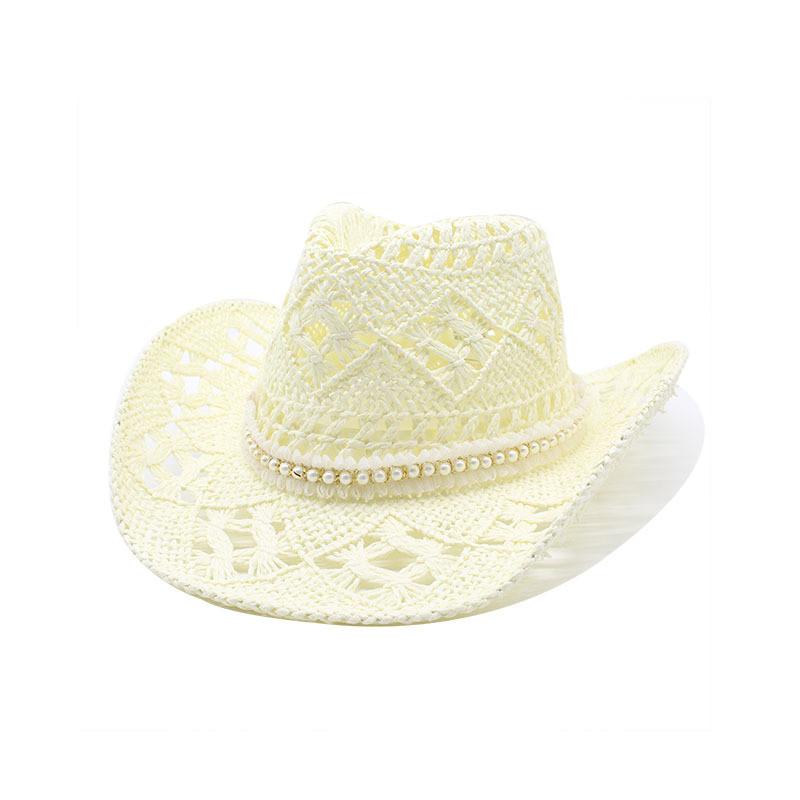 Western Cowboy Straw Hat With Wide Brim For Summer Sun Protection And Outdoor Activities