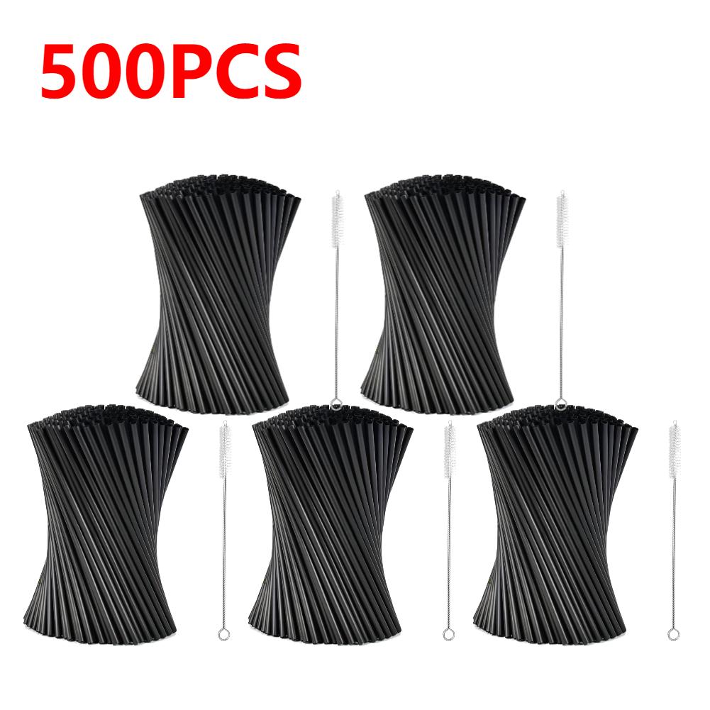 100-500PCS Black/Colorful Drink Straws Beverage Plastic Straw Wedding Party Cocktail Straw for Bar Home Kitchen Wholesale Straws