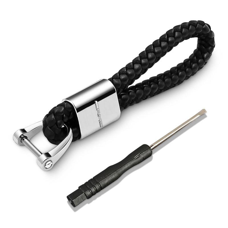 1pcs Hand Woven Leather Car KeyChain Key Ring Car Accessories For Mercedes Benz AMG GLE GLS GLC CLA GLB ML C500 C200 C300 W204 W206 W205 W212 W203