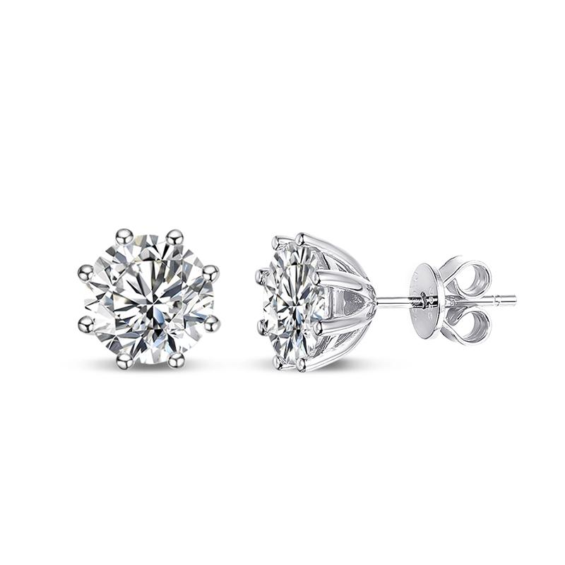 Smyoue 2ct Round Cut D Color Moissanite Earring Studs for Women 100% 925  Silver Lab Diamond Ear Stud White Gold Plated