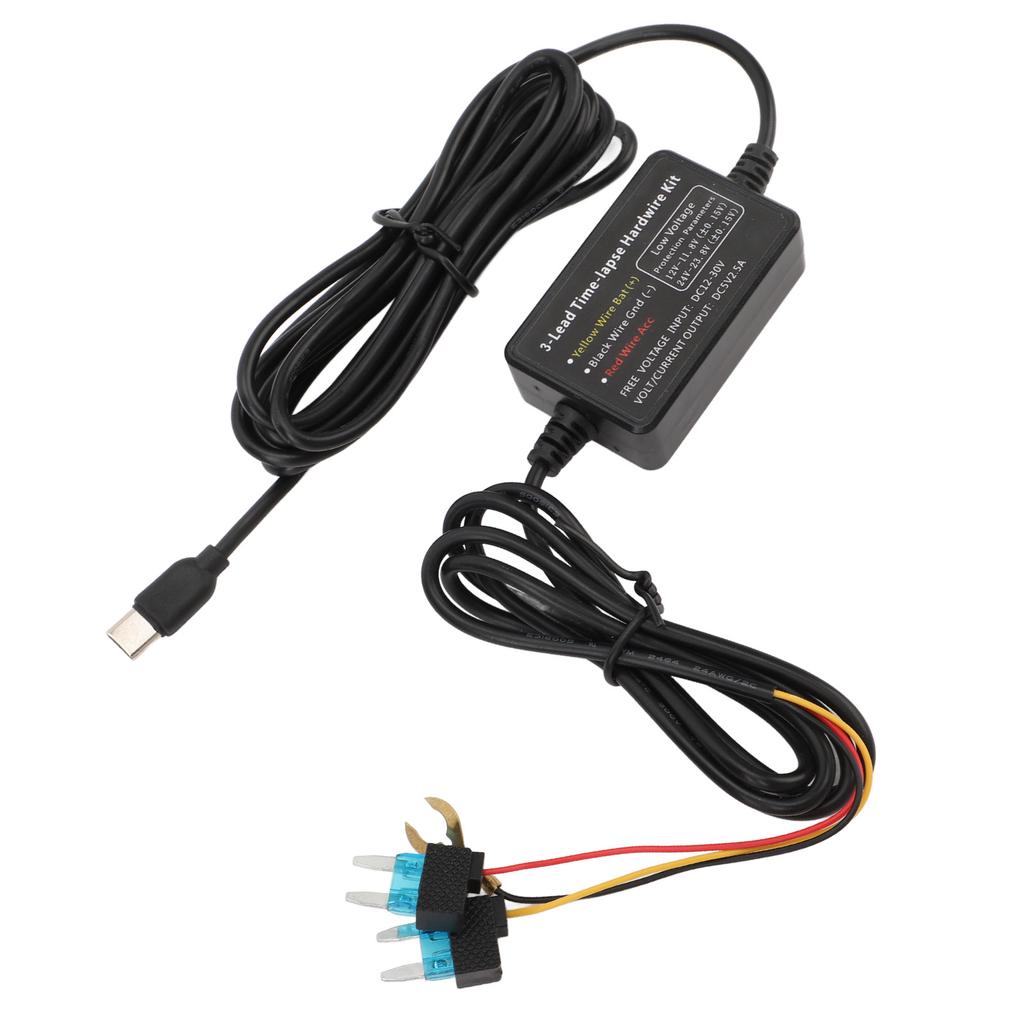 Typ C Dashcam Festverkabelungssatz 12V‑30V auf 5V Dashcam Stromkabel für GPS-Stromversorgung, Radarwarner und mehr