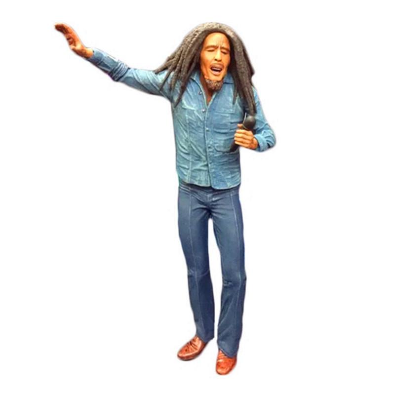 Figurina da 18 cm in PVC di Bob Marley Cantante Giocattolo da Collezione Modello Bambola con Microfono