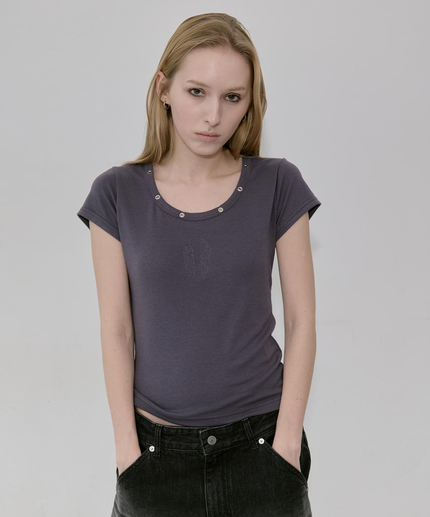 Lekim Lwe Eyelet T-Shirt (Charcoal)