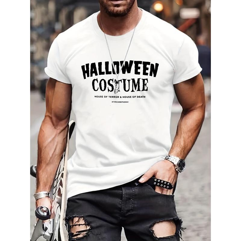 

European size Letter HALLOWEEN COSTUME Pattern Print Men s T-shirt, Graphic Tee Men s Summer Clothes, Men s Outfits 2XL белый