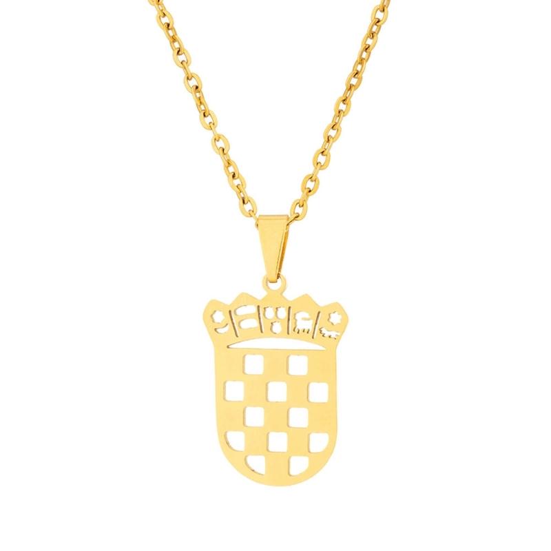 Croatia Map Pendant Necklace Fashionable Croatian Flag Neckchains Adjustable Ethnic Collarbone Chains Couple Jewelry