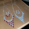 2 pieces Water Drop Rhinestone Jewelry Set Inlaid Crystal Necklace Set  Banquet