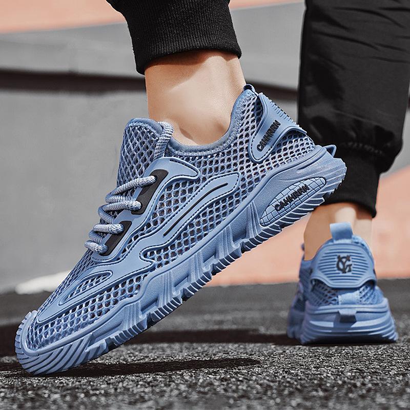 

Summer mesh breathable men s shoes large mesh hollow mesh shoes casual non-slip sports single mesh thin air-conditioning shoes 44 синій