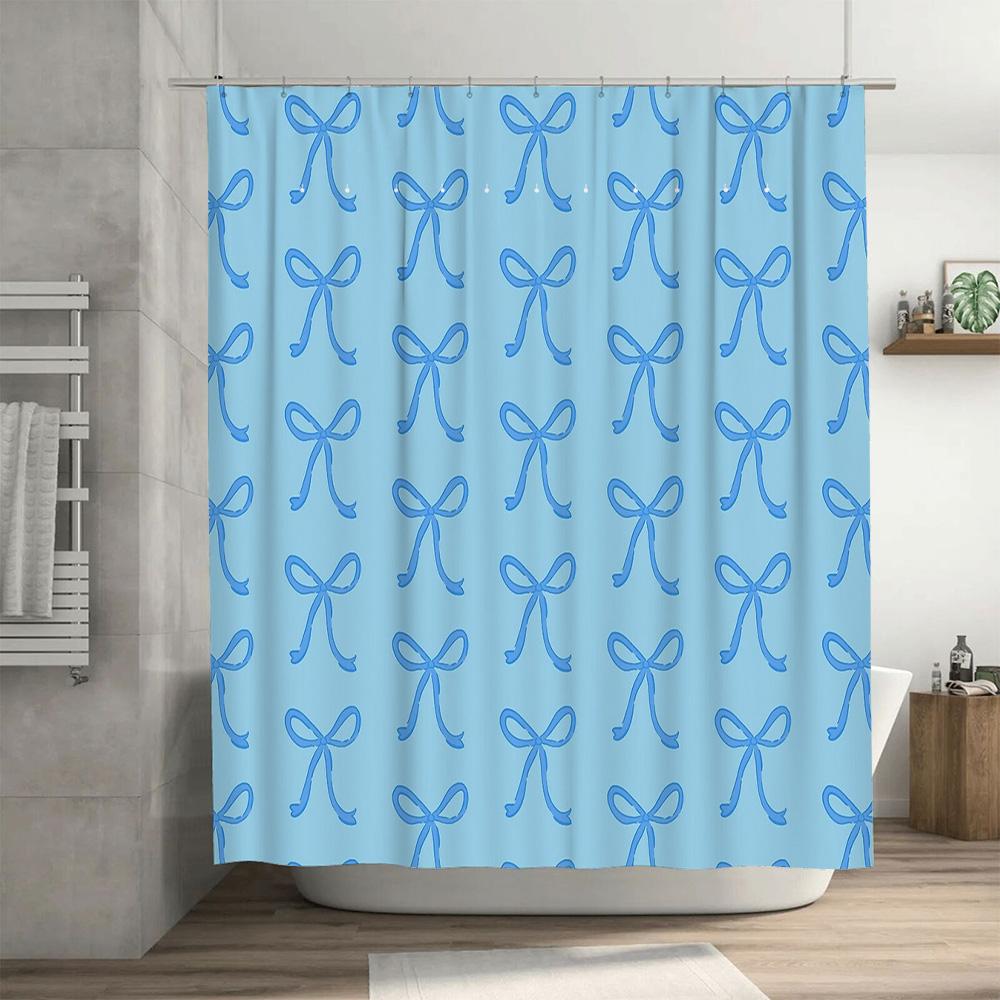 Elegant Blue Floral Shower Curtain Waterproof Vintage Botanical Bathroom Decor Set With Hooks Farmhouse Style
