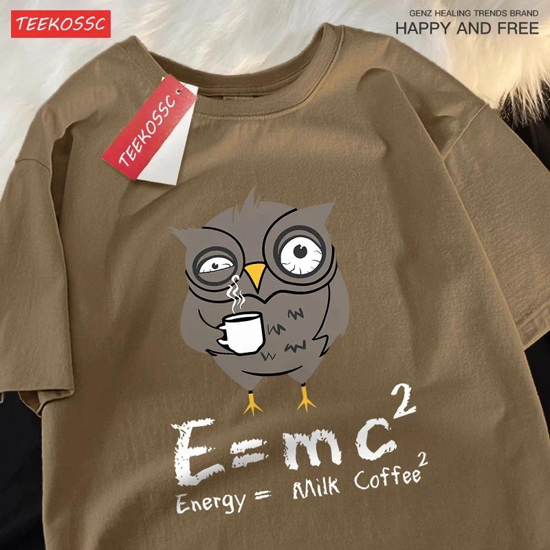 2025 Energy Milk Coffee Fun Formula Printing Mens T-Shirts Cotton Streetwear Loose Oversize T Shirt Pattern Tee Clothes Coupl