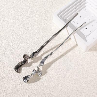 Guochao Classical Irregular Simple Lines Cheongsam Hairpin Female Sweet Cool Style Advanced Hair Hairpin Headgear Hair Accessories