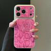 Luxury Crocodile Pattern Pu Leather Silicone Phone Case for IPhone 17 Air 16 15 14 13 Pro Max Large Lens Protective Pink Cover