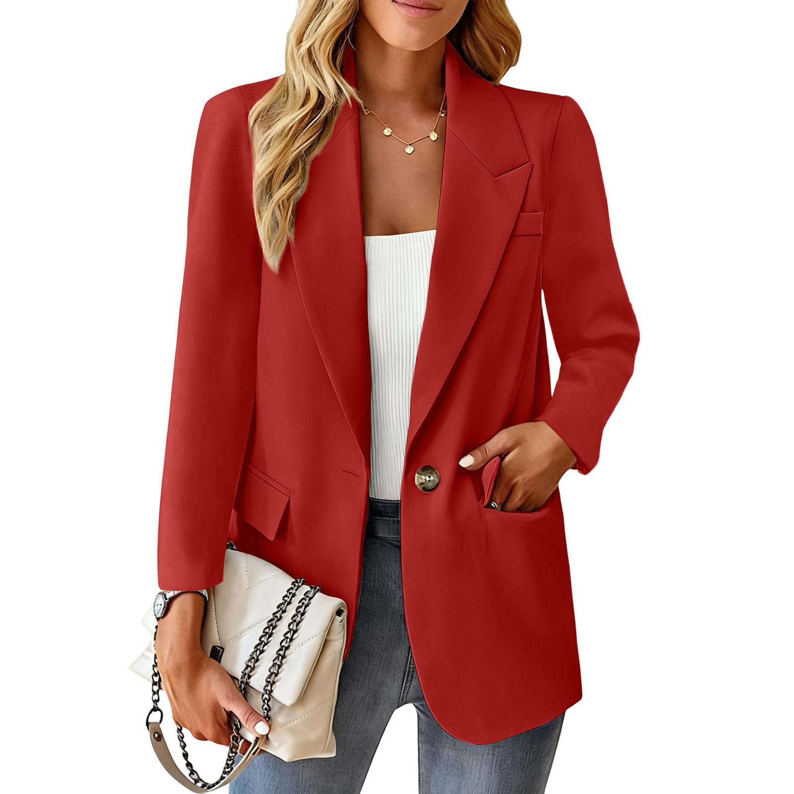 

Женский модный однотонный пиджак с одним карманом на пуговице и повседневный пиджак для работы S