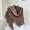 New Niche Design Solid Color Tassel Triangle Scarf for Men and Women Retro Thickened Warm Wool Shawl·