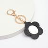 Cute Flower Makeup Mirror Keychain: PU Leather, Portable Pocket Mirror & Car Pendant