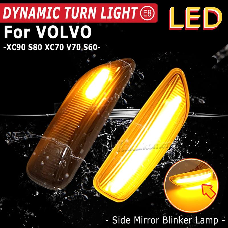2x For Volvo XC90 S80 XC70 V70 S60 2001- 2009 LED Dynamic Turn Signal Light Side Marker Sequential Lamp Blinker Indicator