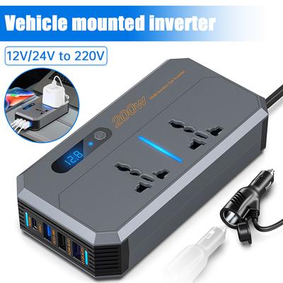 Car Inverter 200W DC 12V To AC 220V 110V Transformer Convert Multi-function Socket Converter Car Inverter Power Adapter Inverter