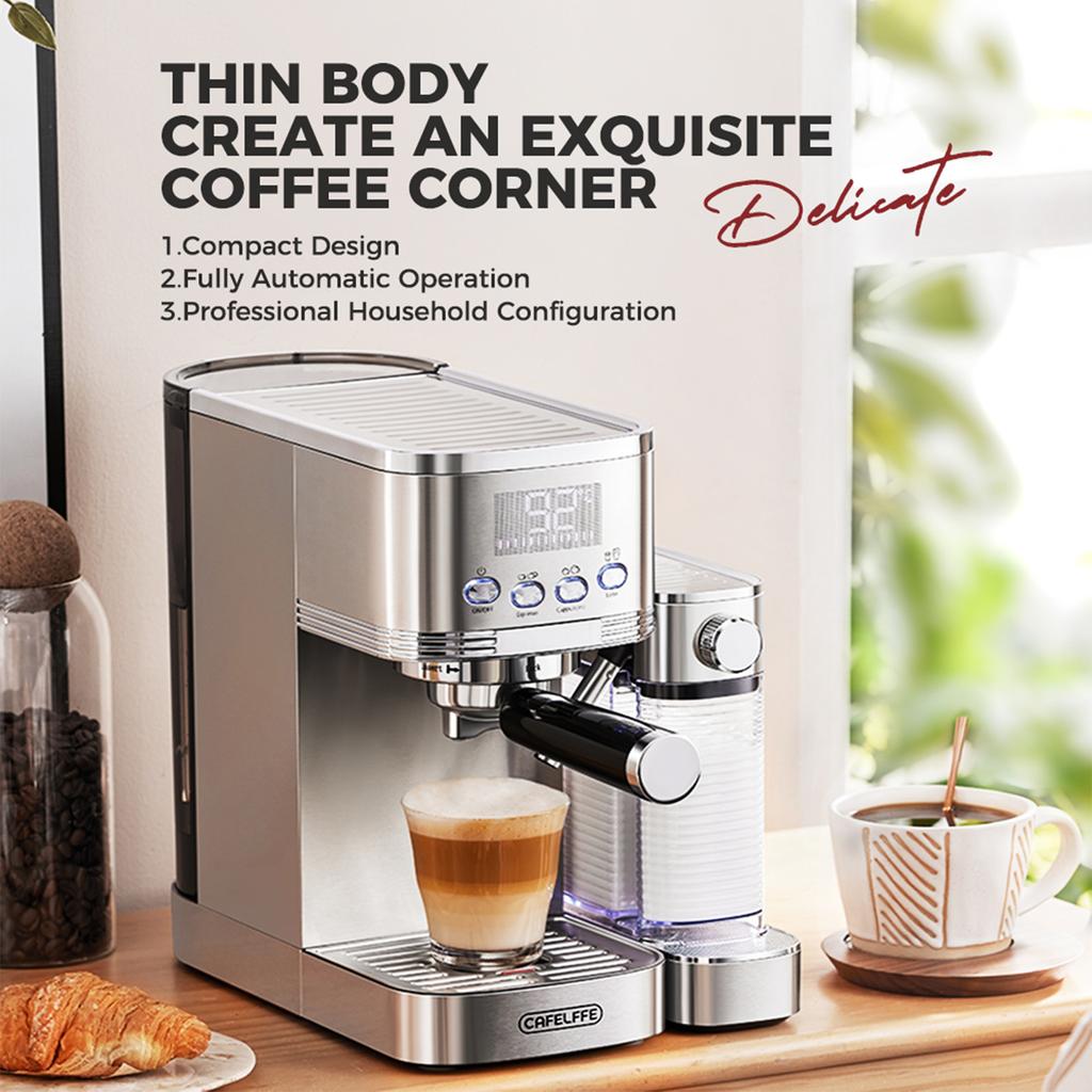 Electric Coffee Machine with Milk Frothing System 3 Temperature Adjustable 20Bar Pre-brew Coffee