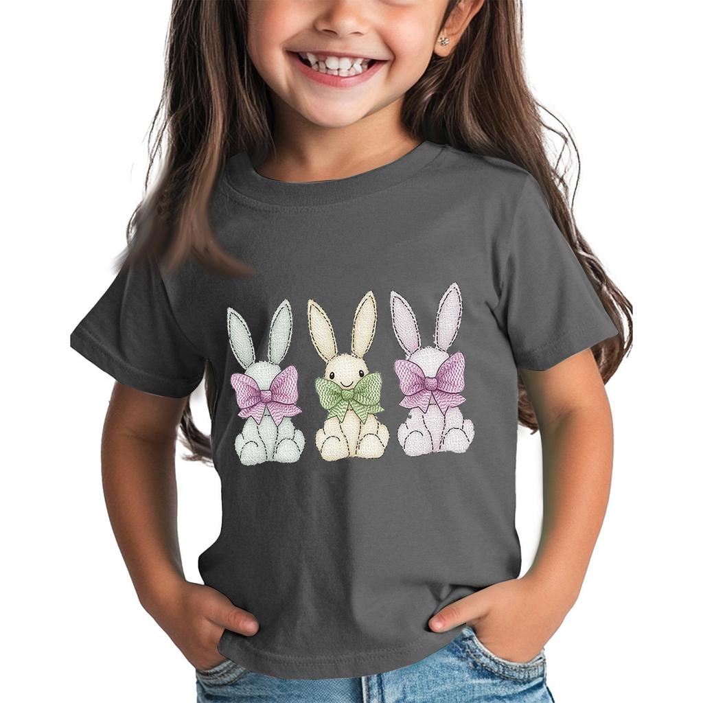 Children's Tops Boys Girls Easter Print Short-sleeved T-shirt Tops Bottoming Shirt