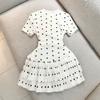 French vintage polka dot waist-cinching dress, short sleeve, round neck, double-layer pleated hem, new girlish look