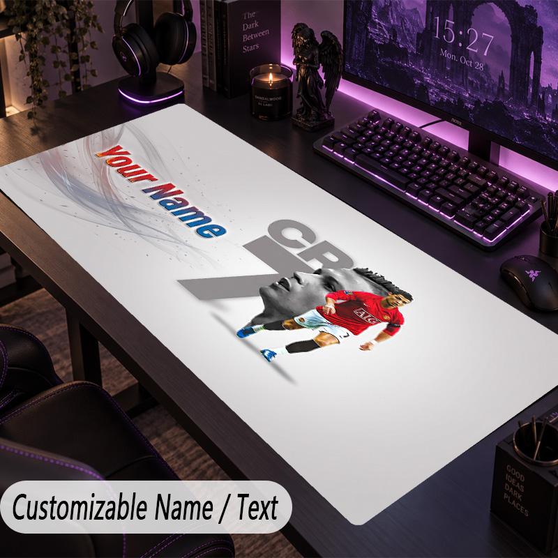 Großes Mauspadd Cristiano Ronaldo Benutzerdefinierter Name Text Personalisierte Schreibtischunterlage Rutschfestes Gaming-Pad