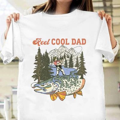 Retro-Rolle Cool Dad T-Shirt, Angel-Papa T-Shirt, Vatertagsgeschenk für Angler