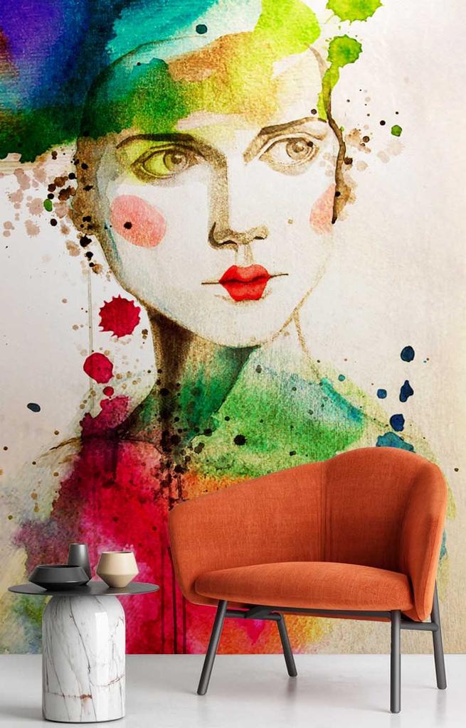 Wallpaper Portrait of a woman with red lips
