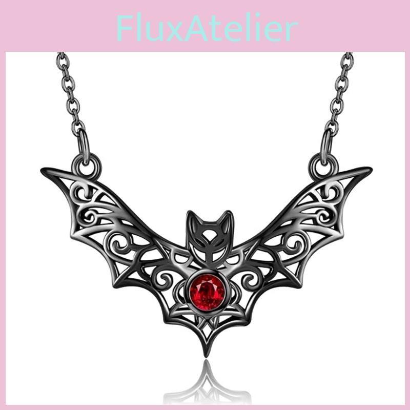 Inspired Hollow Vampire Bat Necklace With Faux Ruby Alloy Chain Halloween For