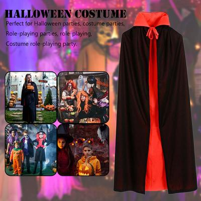 Halloween Cosplay Costume with Long Hooded Red Black Robe Witch Grim Reaper Carnival Coat for Kids Adult Party