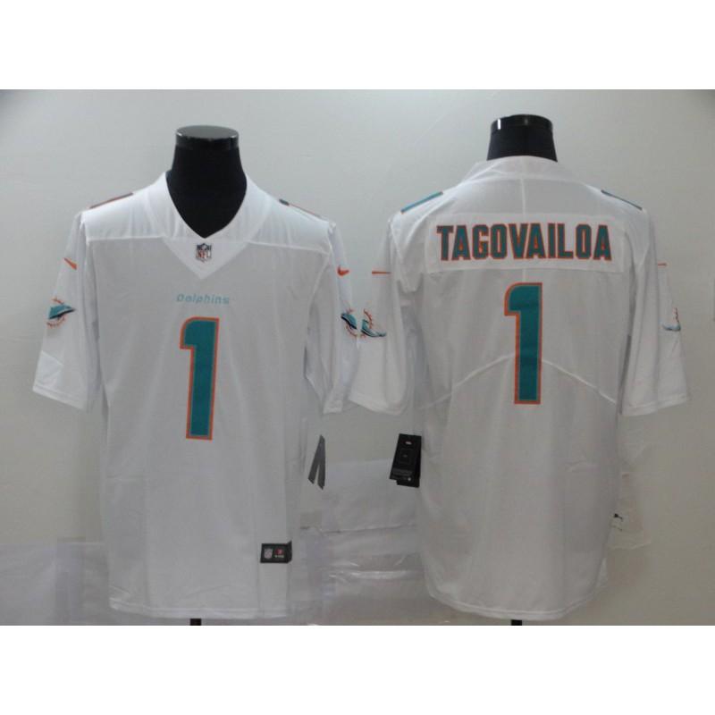 Miami Dolphins NFL Football Jersey T-Shirt Men Cotton Blend Sportswear With Embroidered Player Numbers 1 10 17