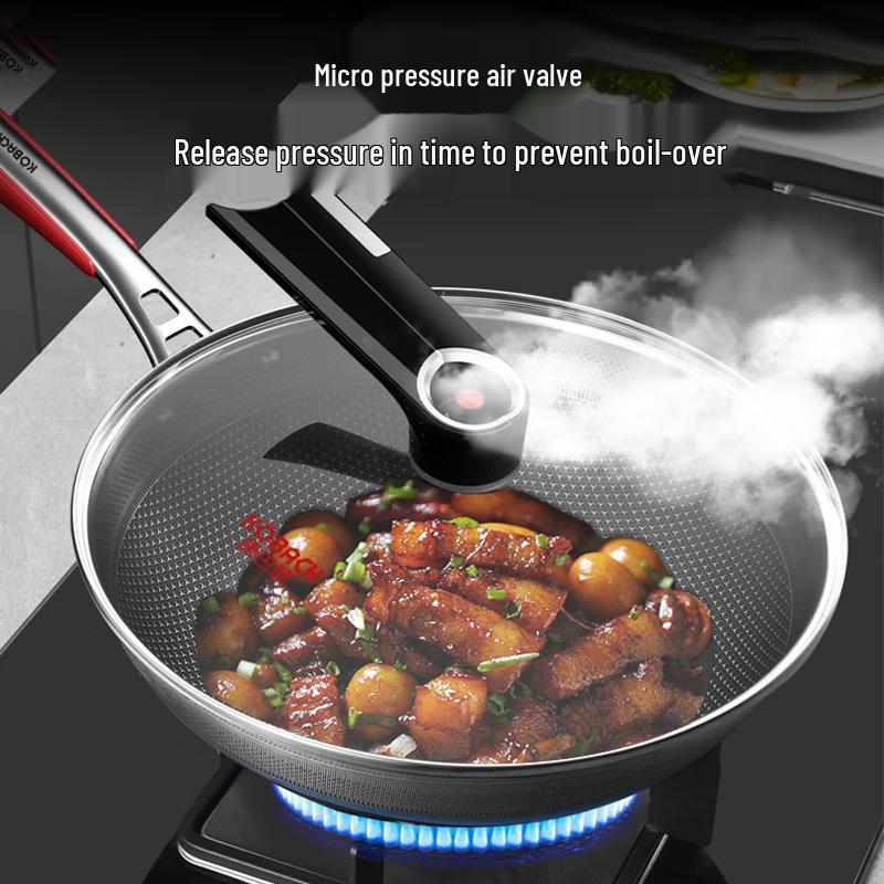 KOBACH 316L Stainless Steel Red Dot Temperature Sensing Wok