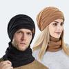 Outdoor Damen Herren Gestrickte Winter Kopfbedeckungen Mützen Kappen Beanie Hüte Schal Set