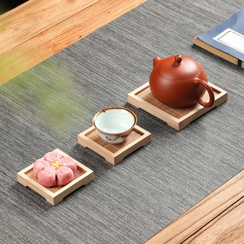 Bamboo Square Tea Coaster Heat-Resisting And High-Temperature Cup Mats Table Protector Reusable Wood Accessory Decor