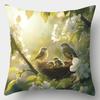 4-Piece Printed Pillowcase Set – Spring Theme With Birds, Branches & Flowers