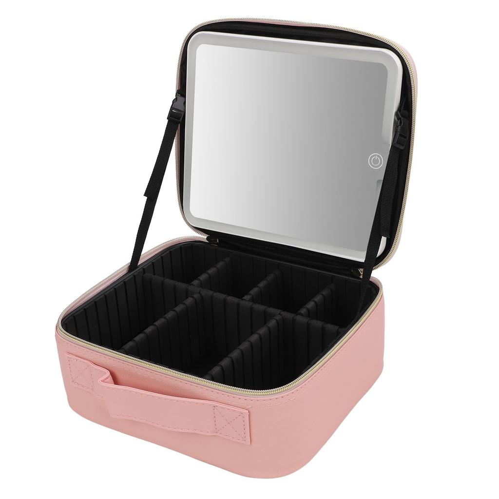 Portable LED Makeup Bag Multipurpose Stylish Large Capacity 3 Color Lights Dimmable Travel Makeup Bag with LED Mirror
