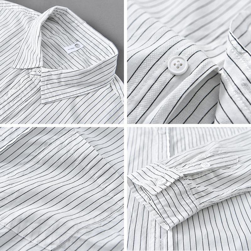 Spring Pure Cotton Striped Shirt Men's Handsome Loose Long-sleeved Shirt Literary and Versatile Casual Top