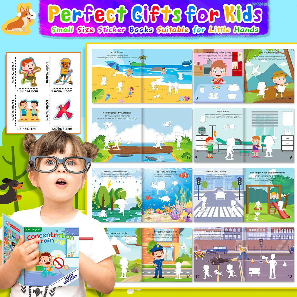 Creative Children'S Diy Safety Education Sticker Book Early Education No Cutting Repeated Stickers Baby Educational Toys