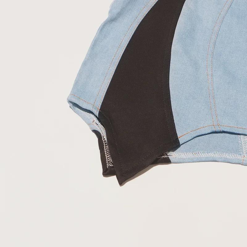 Französischer High-Grade Denim Latzrock - Damen 2024 Herbst Hüftbetontes Fischgrätenkleid