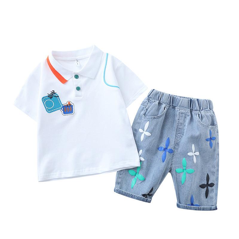 Stylish Summer Boys Two Piece Set 2024 Trendy Polo Shirt And Shorts Outfit For Kids