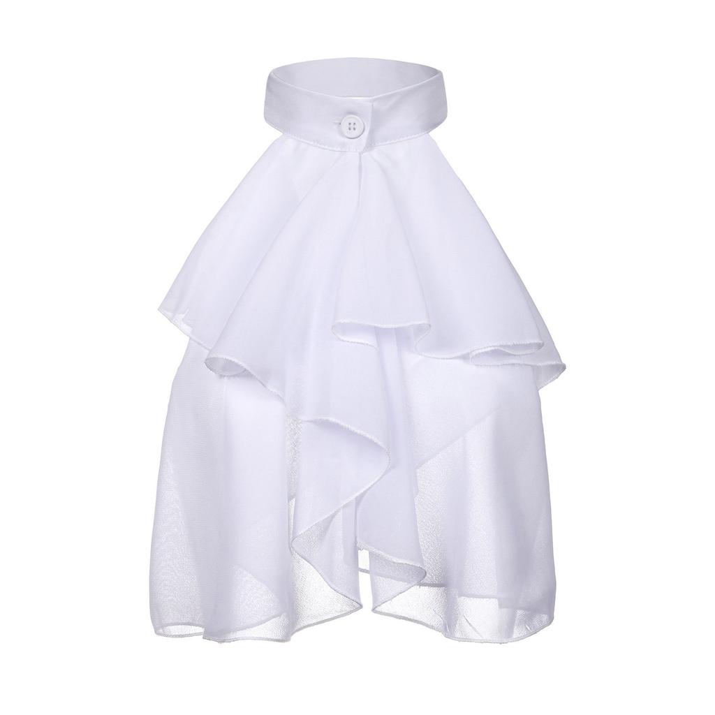 Unisex Vintage Renaissance Detachable Ruffle False Collar Chiffon Shirt Front Jabot Necktie for Cosplay and Retro Event