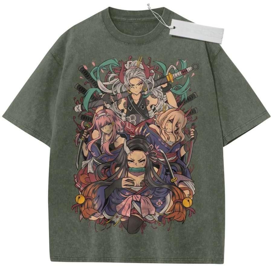 Unisex Washed Pink Vintage Tshirt One Piece Strong Women Warriors Highquality Fabric for Home Leisure Travel Shopping
