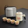 Retro Ru Kiln Travel Kung Fu Tea Set Wisteria Flower Set Outdoor Camping Tea Pot