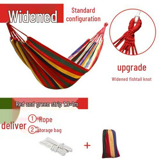 Outdoor Double-Thick Canvas Hammock with Bent Wood Design and Anti-Rollover Feature